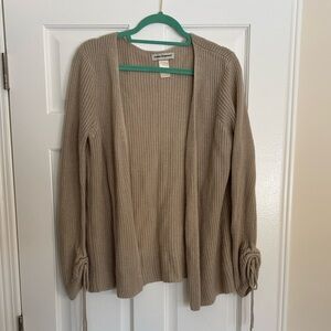 Cotton Emporium Beige Open-Front Sweater